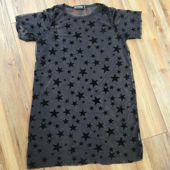 PRETTY LITTLE THING VELVET STAR MESH DRESS SUMMER FESTIVAL RAVE - Picture 1 of 4